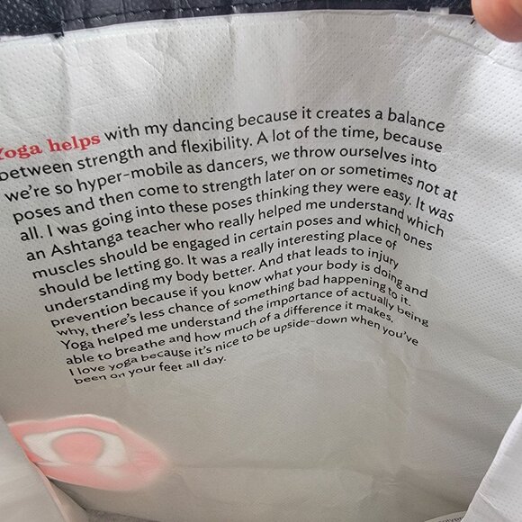 Lululemon Reusable Tote Bag With Inspirational Quote And Yoga Print Travel - Picture 3 of 6